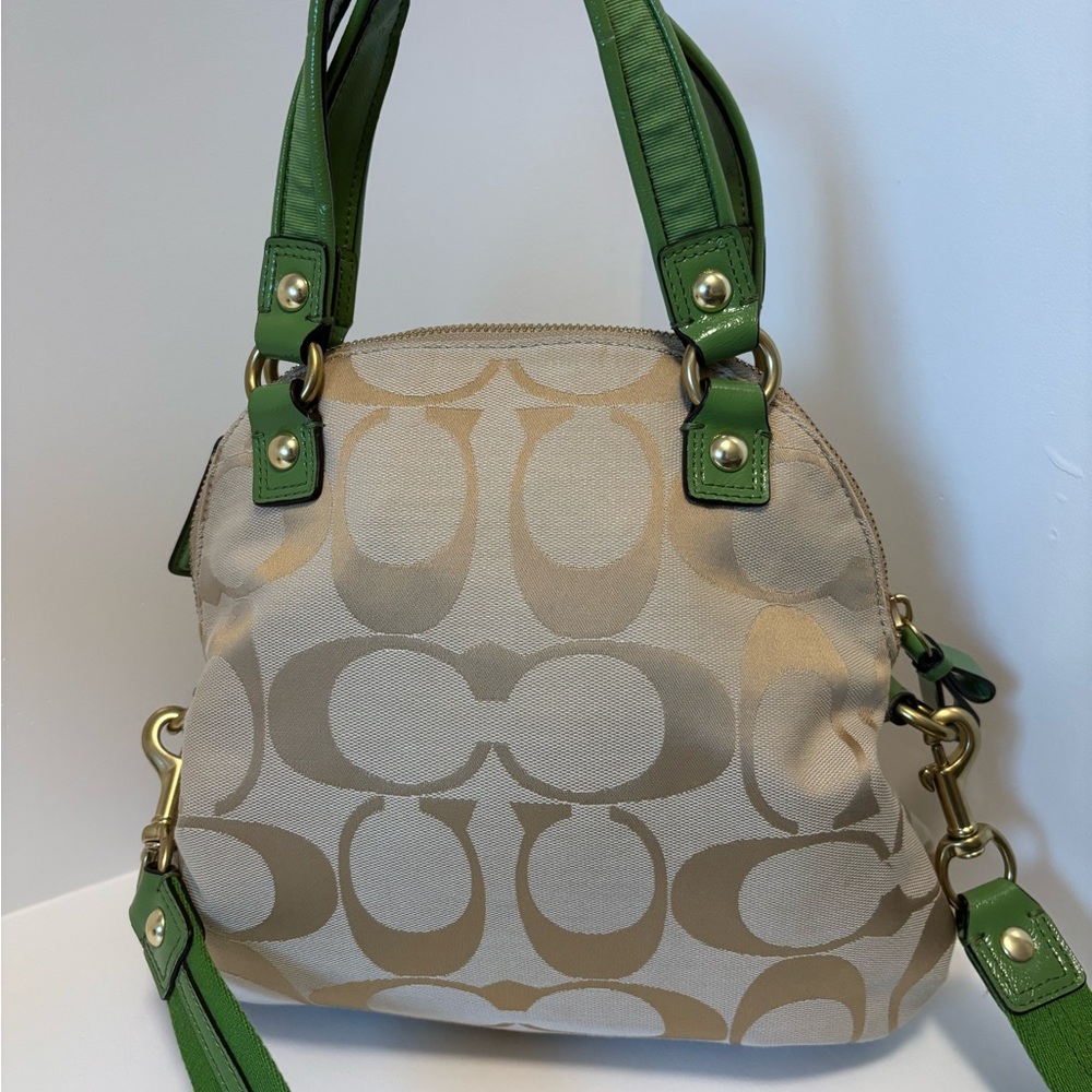 RARE Coach GREEN TAN  POPPY ORIGINAL 2 HANG TAGS!